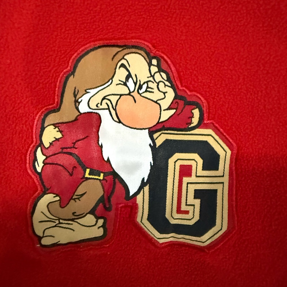 Disney Grumpy 7 Dwarfs Fleece‎ Quarter Zip Red XL Snow White Graphic - Picture 5 of 7